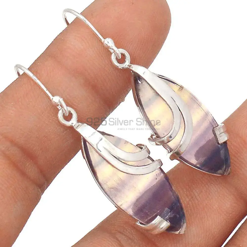 925 Sterling Silver Handmade Earrings In Fluorite Gemstone Jewelry 925SE2075_1