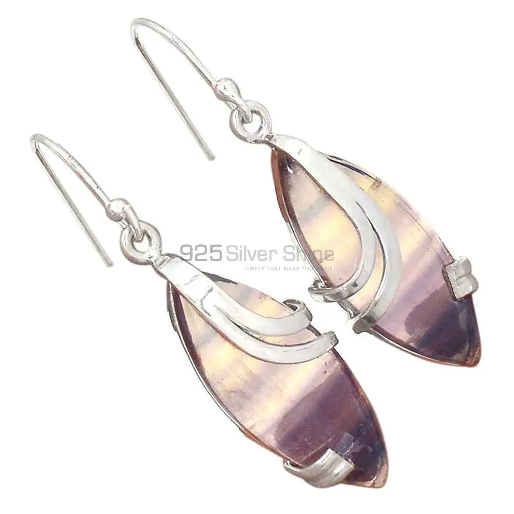 Inexpensive 925 Sterling Silver Handmade Earrings Manufacturer In Fluorite Gemstone Jewelry 925SE2075_1