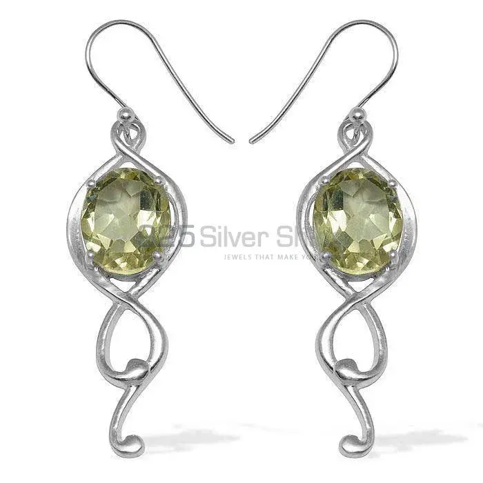 Inexpensive 925 Sterling Silver Handmade Earrings In Green Amethyst Gemstone Jewelry 925SE834