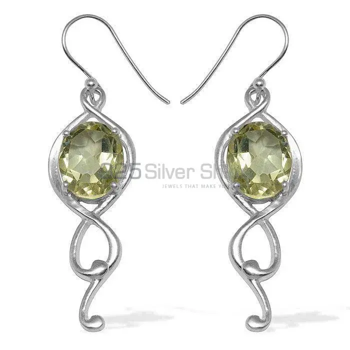 925 Sterling Silver Handmade Earrings In Green Amethyst Gemstone Jewelry 925SE834_0