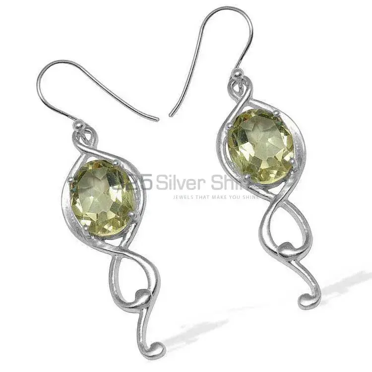 Inexpensive 925 Sterling Silver Handmade Earrings In Green Amethyst Gemstone Jewelry 925SE834_0