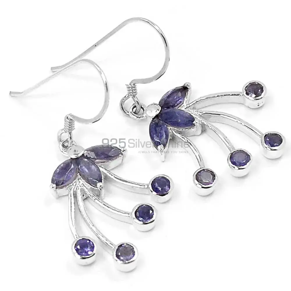 Inexpensive 925 Sterling Silver Handmade Earrings Manufacturer In Iolite Gemstone Jewelry 925SE518