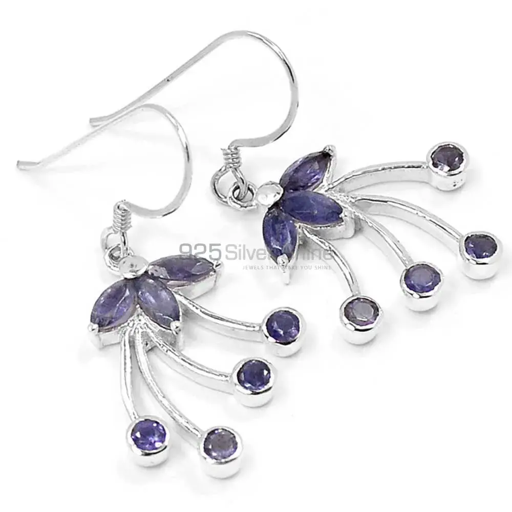 925 Sterling Silver Handmade Earrings In Iolite Gemstone Jewelry 925SE518_0