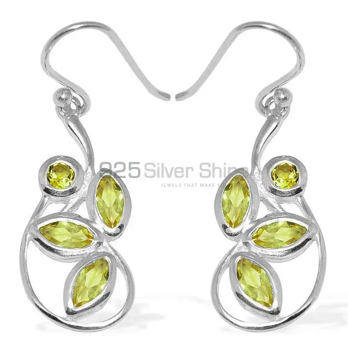 Inexpensive 925 Sterling Silver Handmade Earrings In Lemon Quartz Gemstone Jewelry 925SE1150