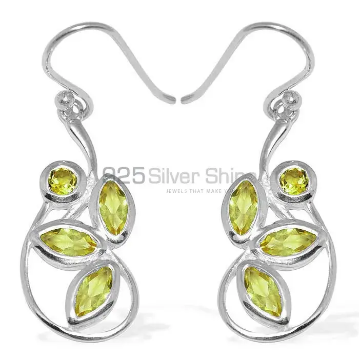 925 Sterling Silver Handmade Earrings In Lemon Quartz Gemstone Jewelry 925SE1150_0