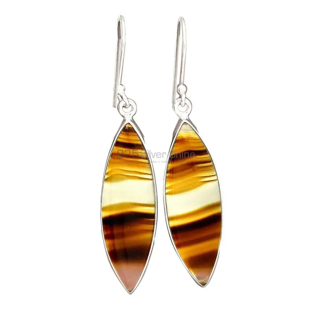 Inexpensive 925 Sterling Silver Handmade Earrings Manufacturer In Montana Agate Gemstone Jewelry 925SE2312_9