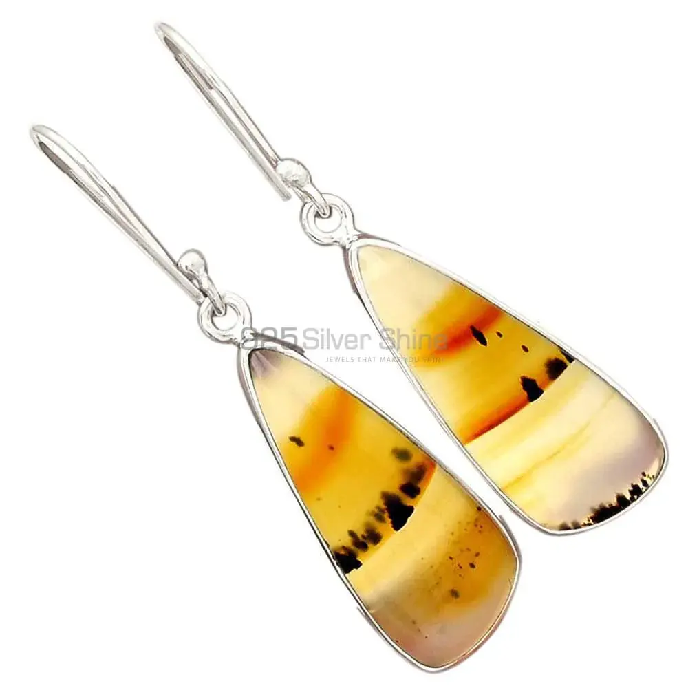 Inexpensive 925 Sterling Silver Handmade Earrings Manufacturer In Montana Agate Gemstone Jewelry 925SE2312_6