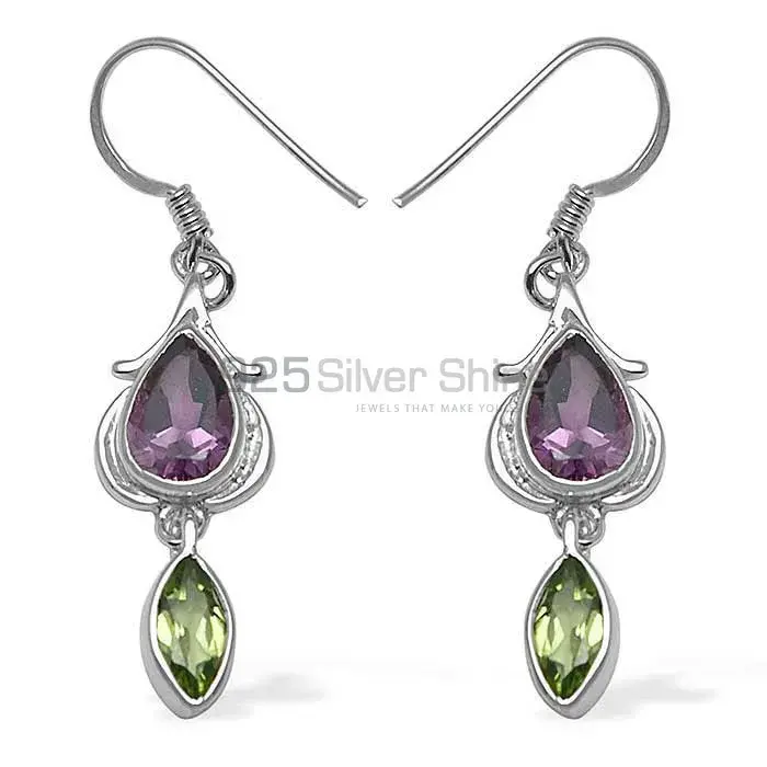 925 Sterling Silver Handmade Earrings In Multi Gemstone Jewelry 925SE1071_0