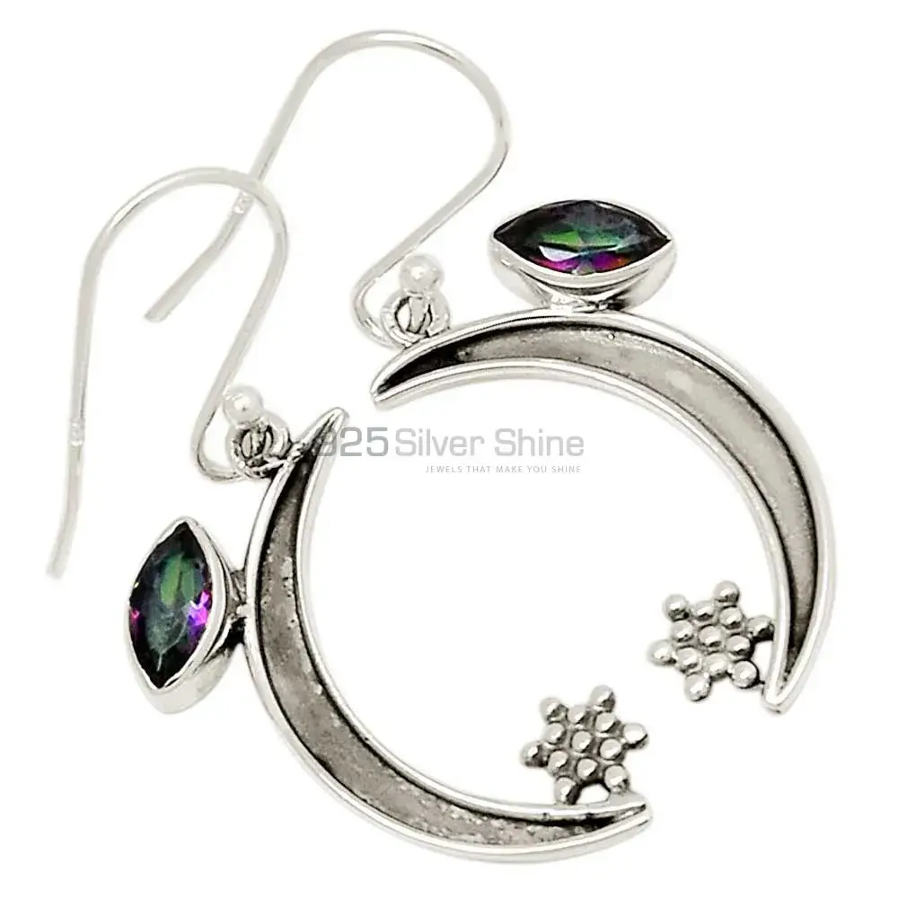 Inexpensive 925 Sterling Silver Handmade Earrings Manufacturer In Mystic Topaz Gemstone Jewelry 925SE676