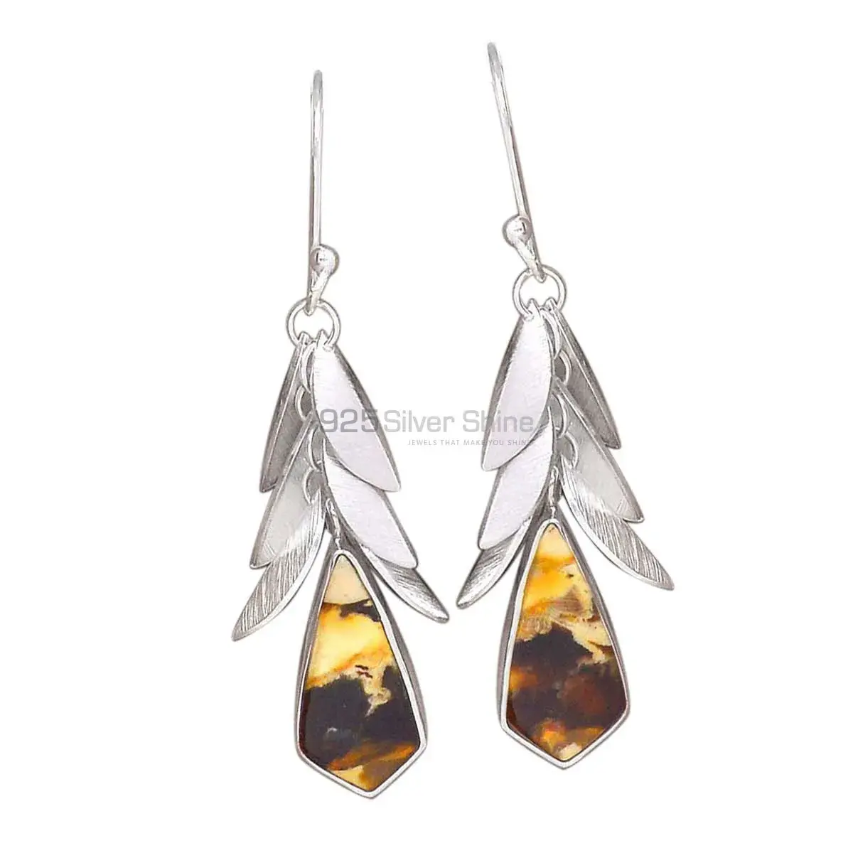 925 Sterling Silver Handmade Earrings In Peanut Wood Jasper Gemstone Jewelry 925SE3025_0