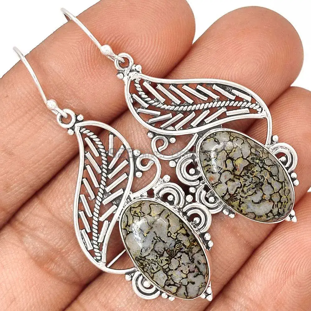925 Sterling Silver Handmade Earrings In Snowflake Gemstone Jewelry 925SE2946_1