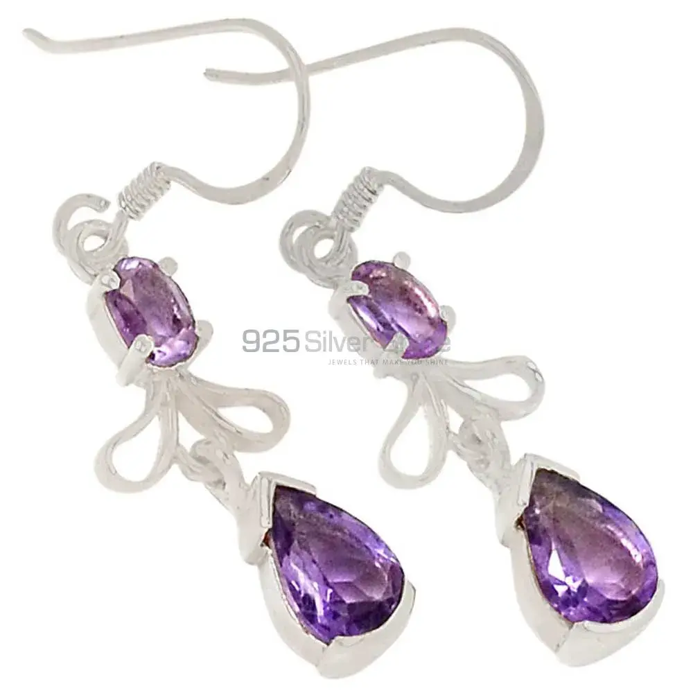 Inexpensive 925 Sterling Silver Handmade Earrings Suppliers In Amethyst Gemstone Jewelry 925SE370