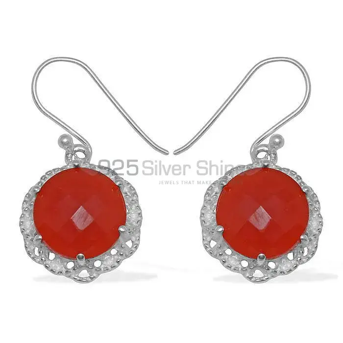 Inexpensive 925 Sterling Silver Handmade Earrings Suppliers In Carnelian Gemstone Jewelry 925SE844