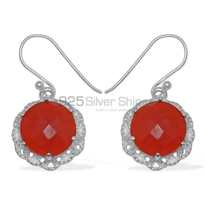 925 Sterling Silver Handmade Earrings In Carnelian Gemstone Jewelry 925SE844_0