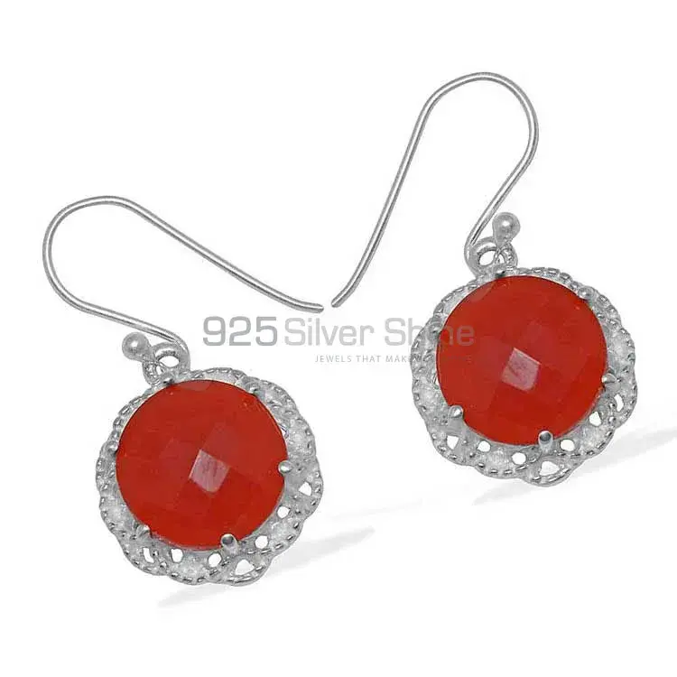 925 Sterling Silver Handmade Earrings In Carnelian Gemstone Jewelry 925SE844_1