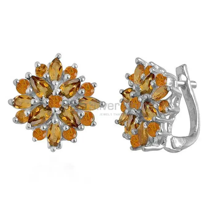 925 Sterling Silver Handmade Earrings In Citrine Gemstone Jewelry 925SE1002_0