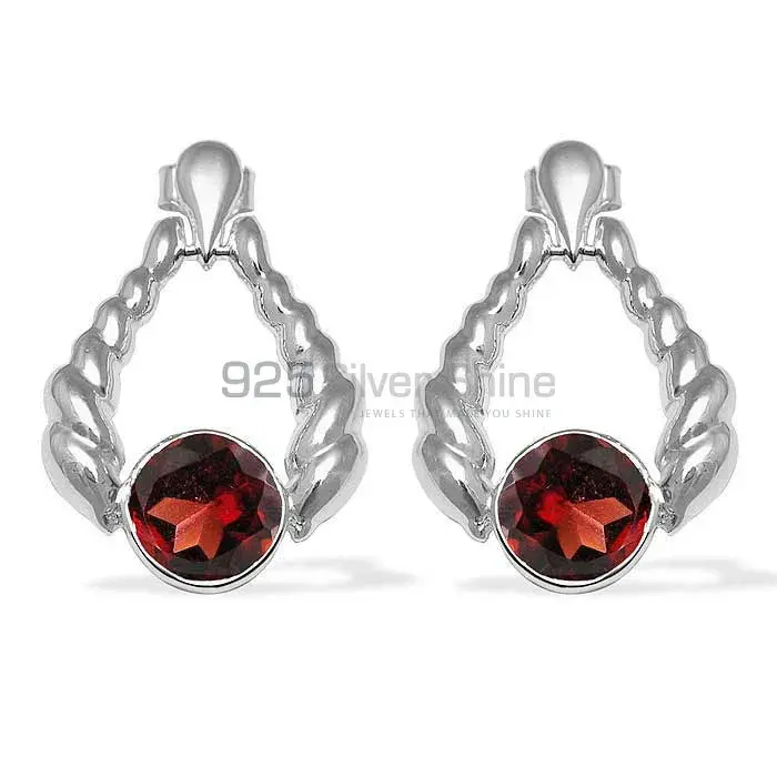 Inexpensive 925 Sterling Silver Handmade Earrings Suppliers In Garnet Gemstone Jewelry 925SE1081