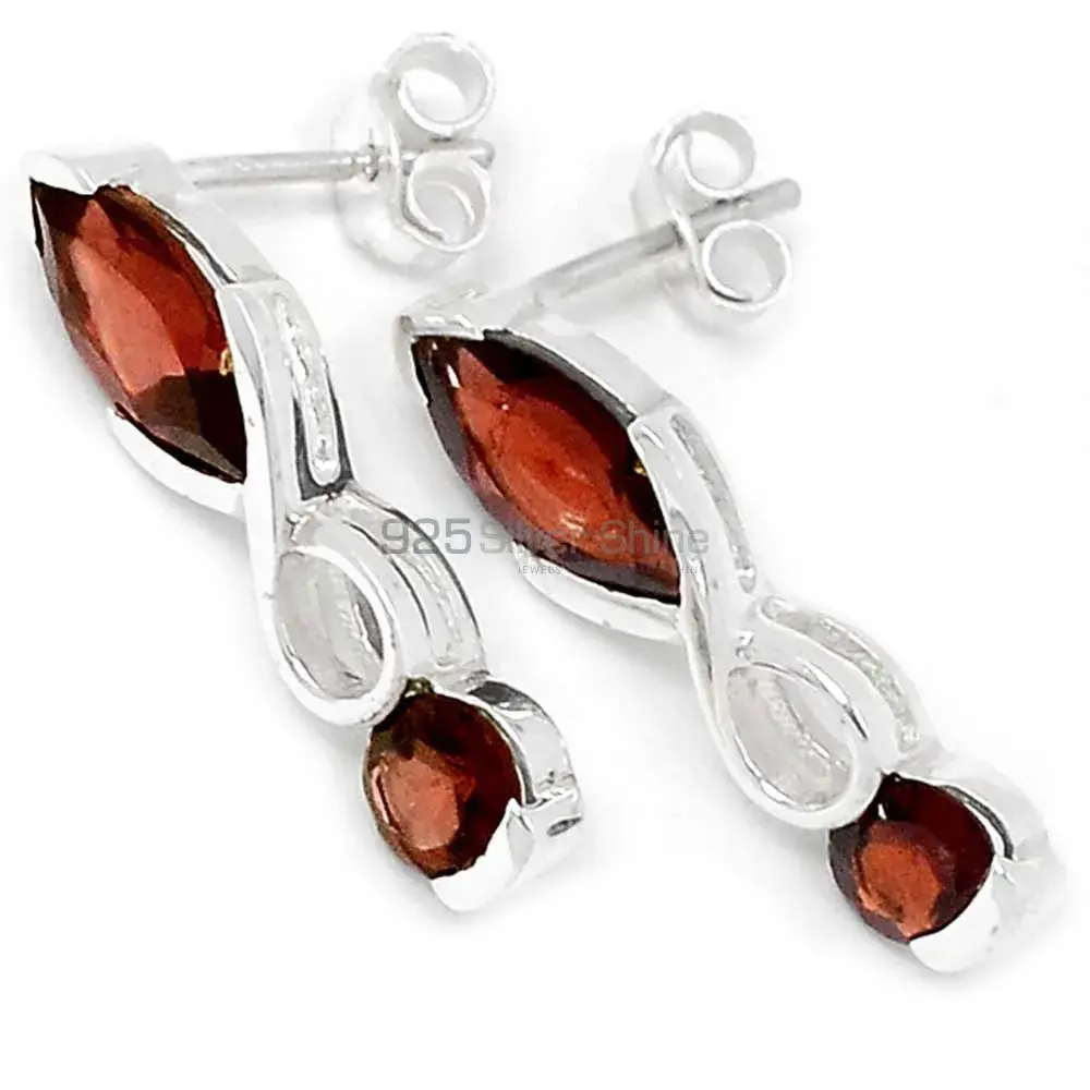 Inexpensive 925 Sterling Silver Handmade Earrings Suppliers In Garnet Gemstone Jewelry 925SE449