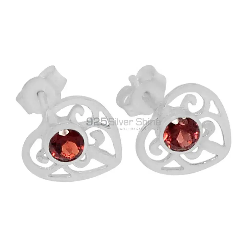 Inexpensive 925 Sterling Silver Handmade Earrings Suppliers In Garnet Gemstone Jewelry 925SE528