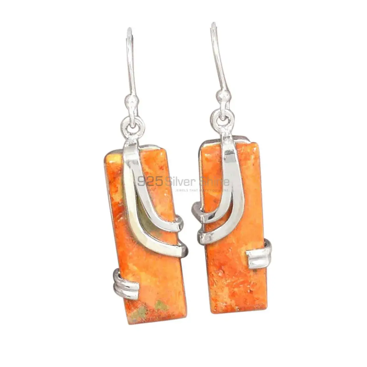 Inexpensive 925 Sterling Silver Handmade Earrings Suppliers In Jasper Gemstone Jewelry 925SE2085