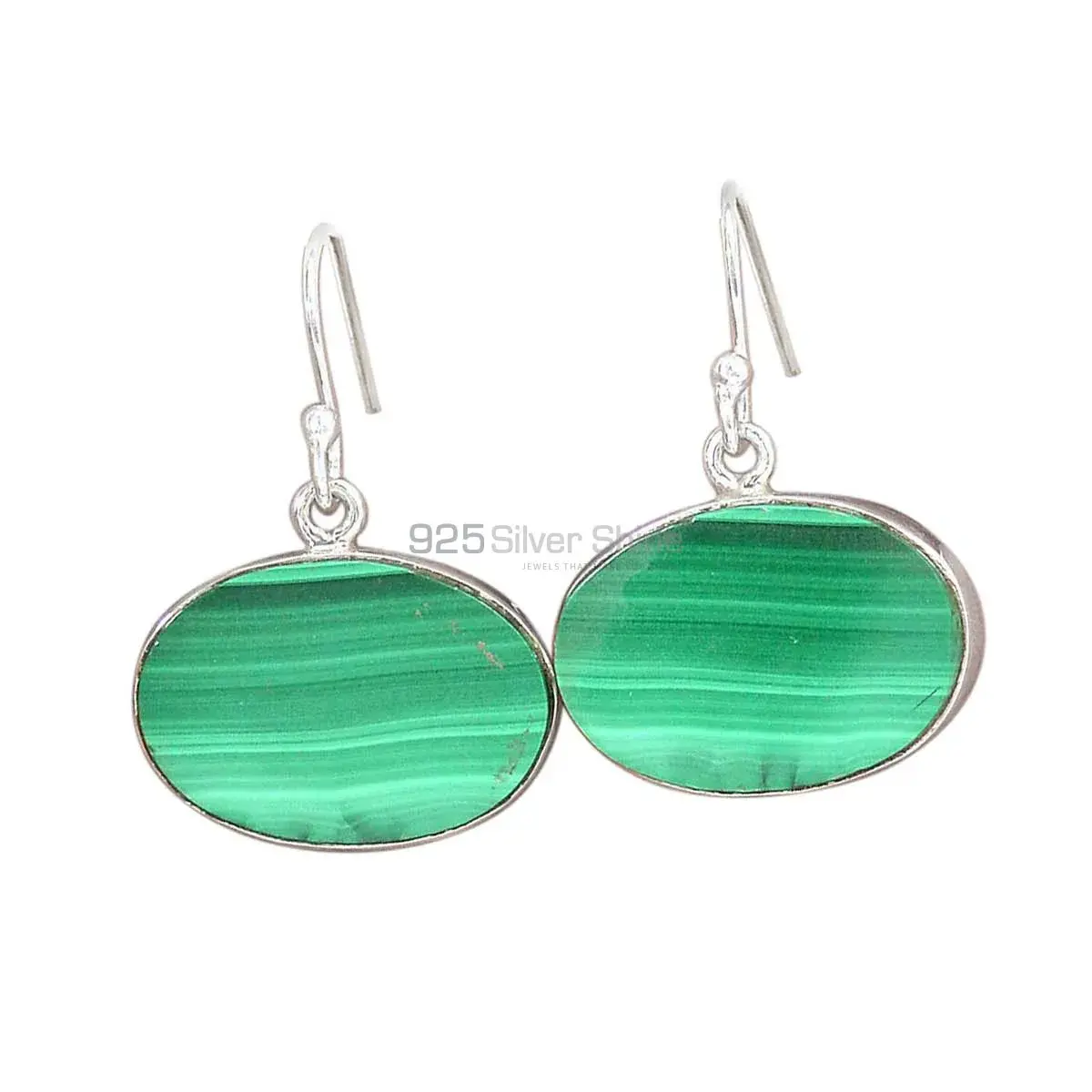 925 Sterling Silver Handmade Earrings In Malachite Gemstone Jewelry 925SE2798_0