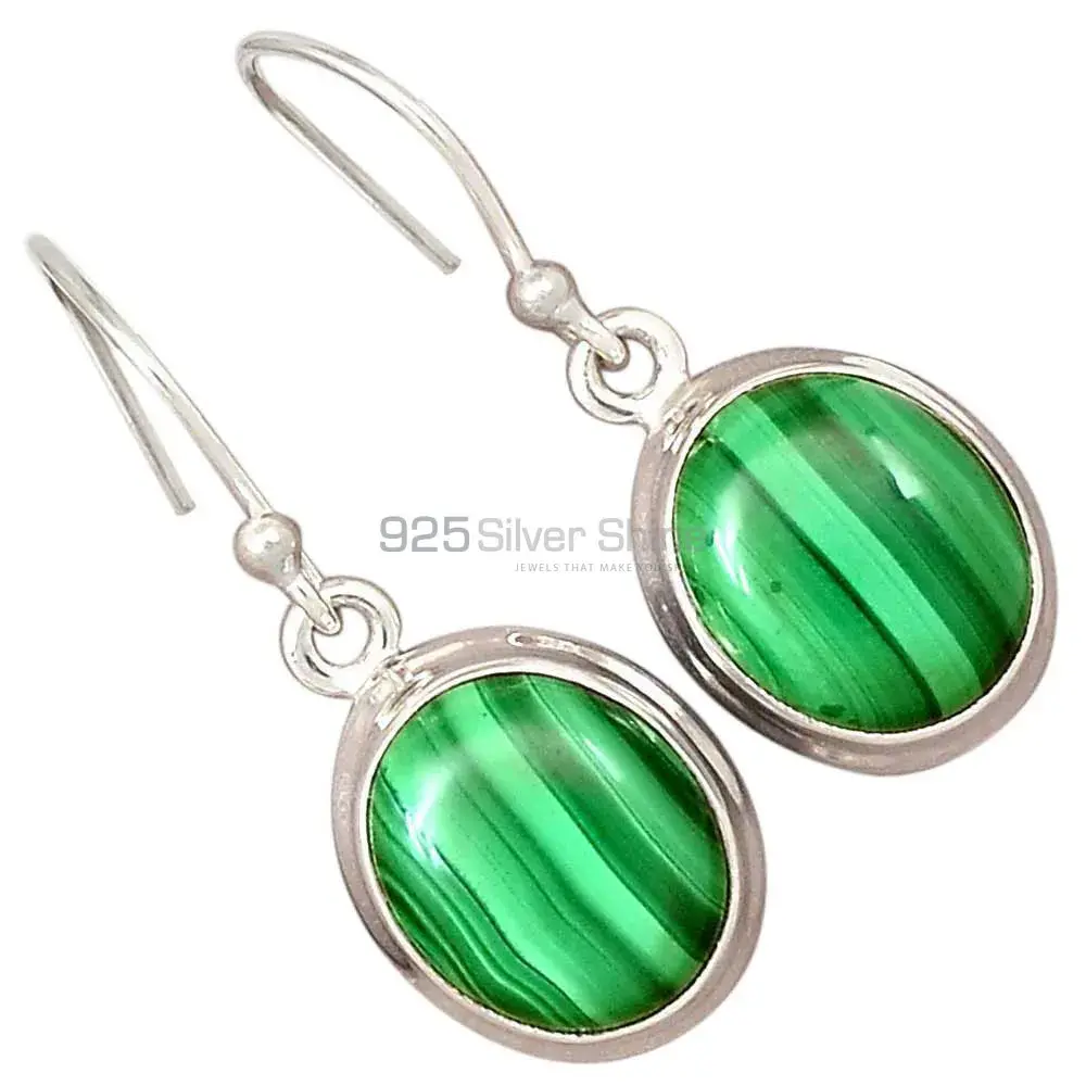 925 Sterling Silver Handmade Earrings In Malachite Gemstone Jewelry 925SE2798_1