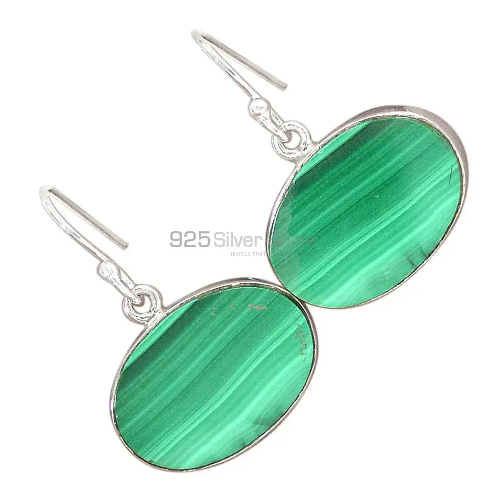 925 Sterling Silver Handmade Earrings In Malachite Gemstone Jewelry 925SE2798_2