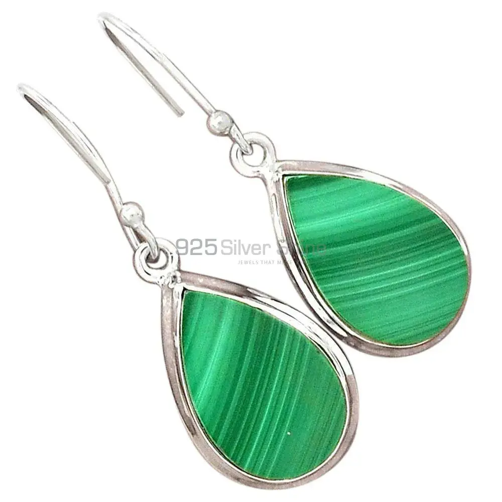 925 Sterling Silver Handmade Earrings In Malachite Gemstone Jewelry 925SE2798_3