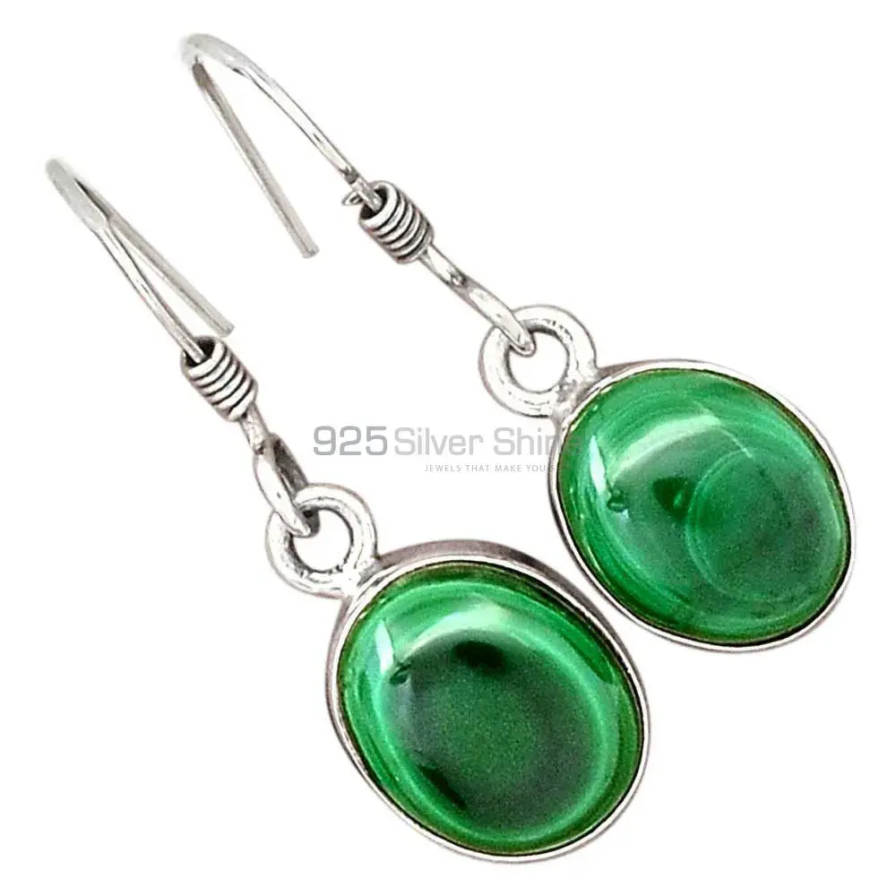 925 Sterling Silver Handmade Earrings In Malachite Gemstone Jewelry 925SE2798_4