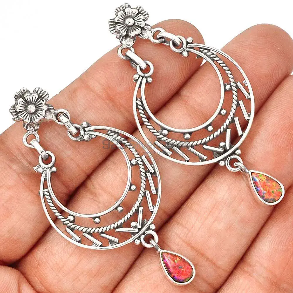 925 Sterling Silver Handmade Earrings In Opal Gemstone Jewelry 925SE3114_1
