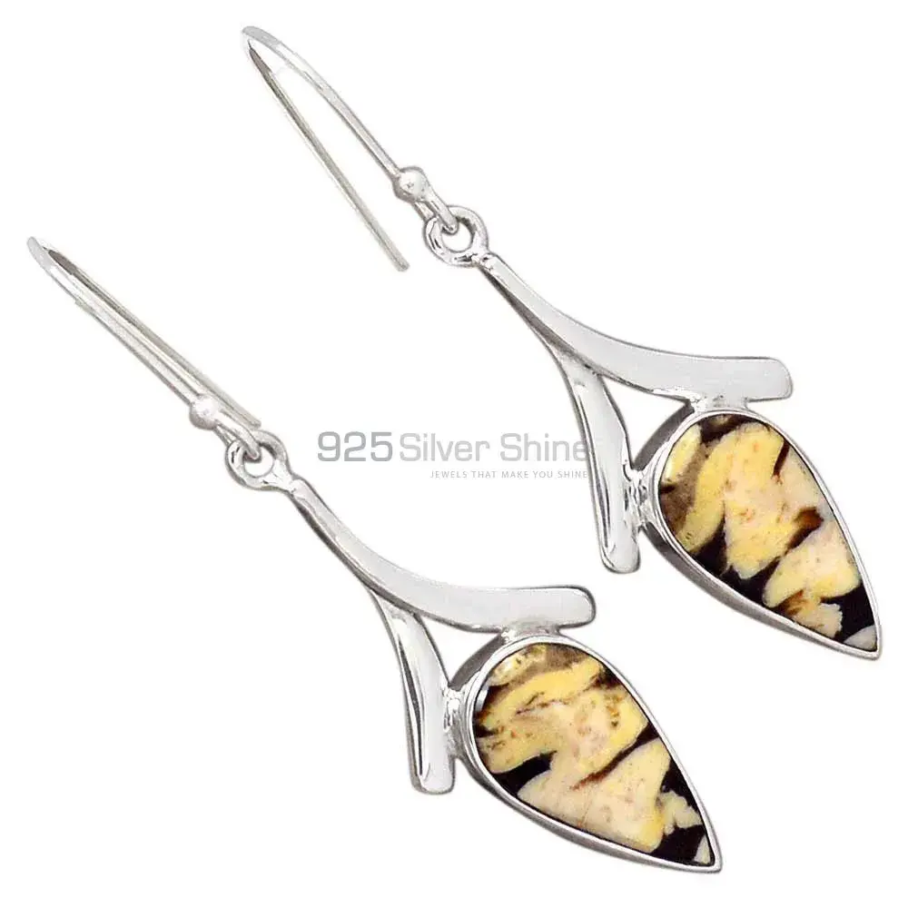 Inexpensive 925 Sterling Silver Handmade Earrings Suppliers In Peanut Wood Jasper Gemstone Jewelry 925SE2164_1