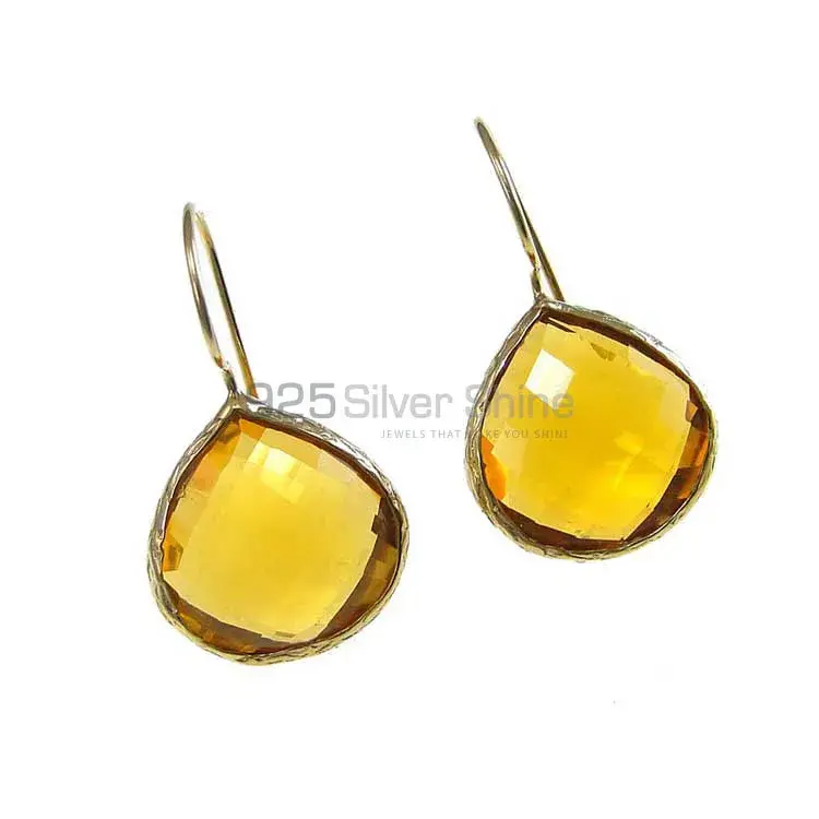 Inexpensive 925 Sterling Silver Handmade Earrings Suppliers In Yellow Quartz Gemstone Jewelry 925SE1984_0