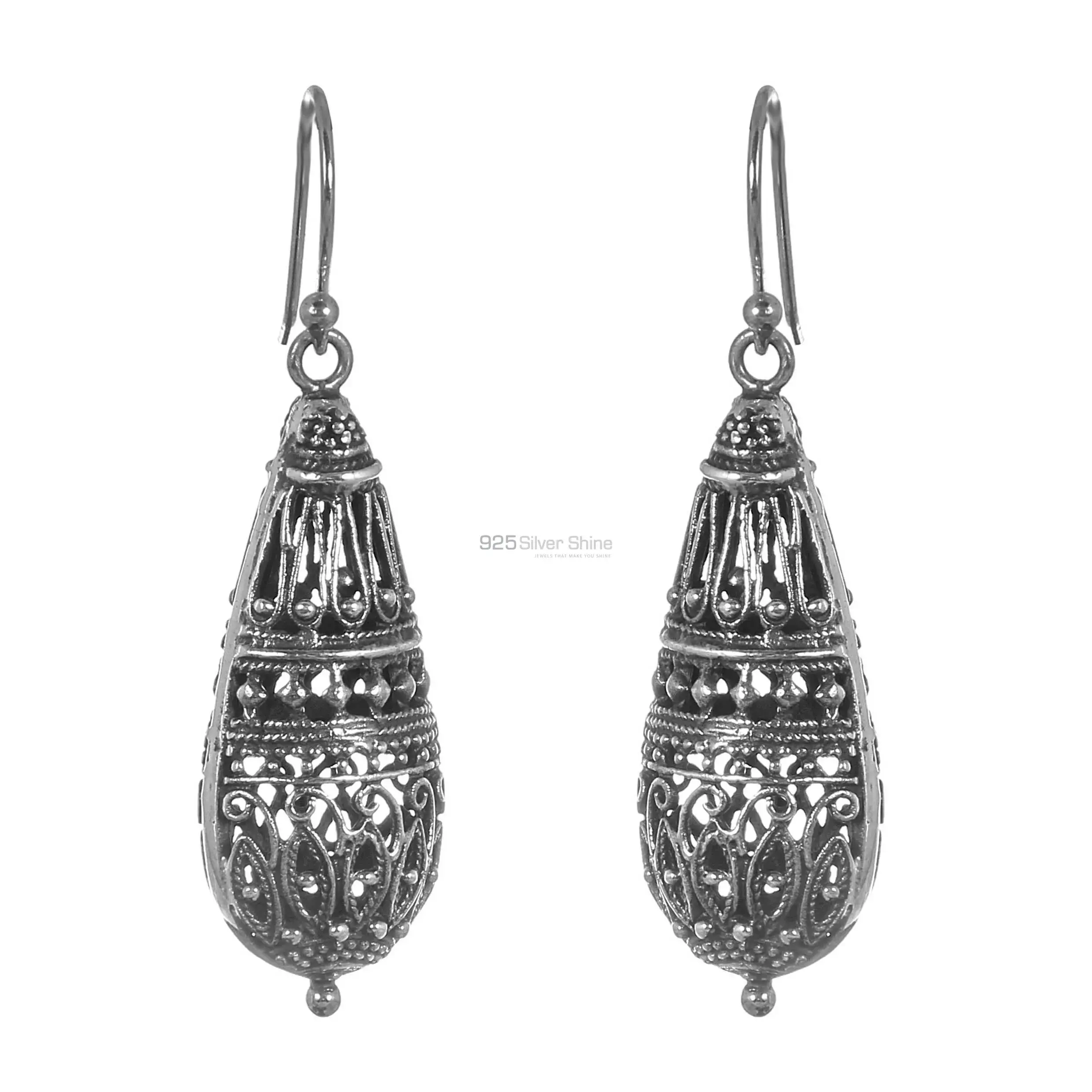 Inexpensive 925 Sterling Silver Handmade Filigree Earrings Exporters 925SE296