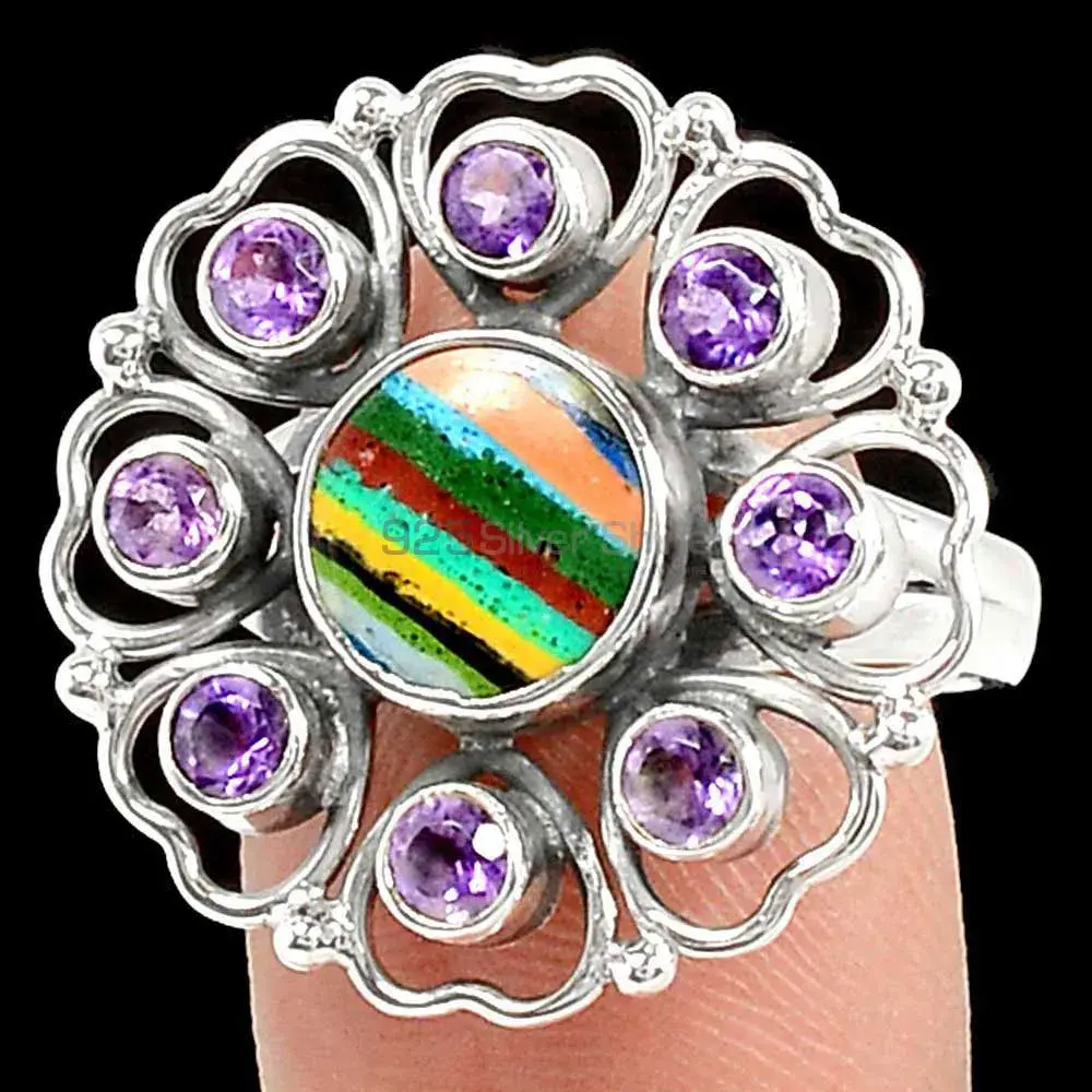 925 Sterling Silver Handmade Rings In Multi Gemstone Jewelry 925SR2214