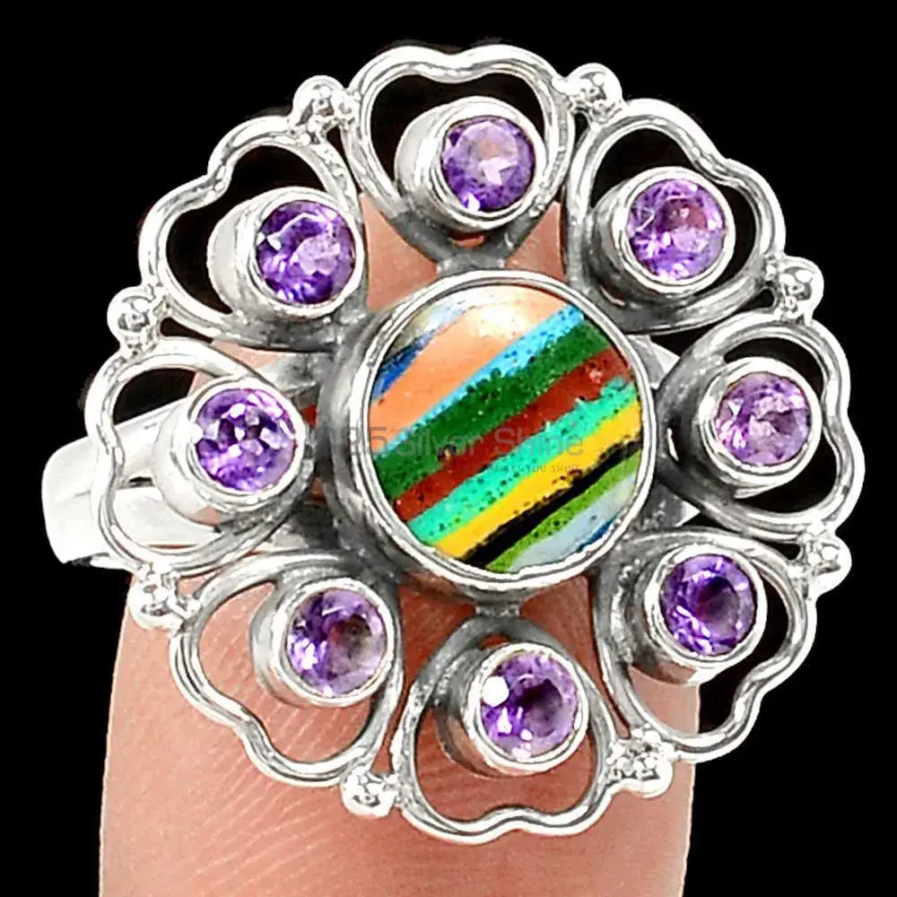 925 Sterling Silver Handmade Rings In Multi Gemstone Jewelry 925SR2214_0