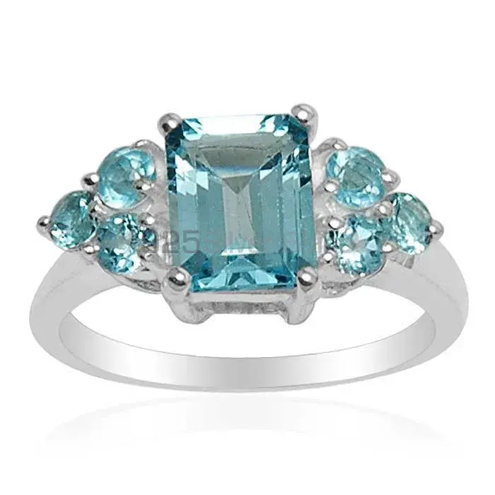 925 Sterling Silver Handmade Rings In Blue Topaz Gemstone Jewelry 925SR1579_0