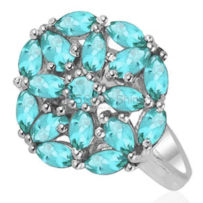 Inexpensive 925 Sterling Silver Handmade Rings Manufacturer In Blue Topaz Gemstone Jewelry 925SR1816