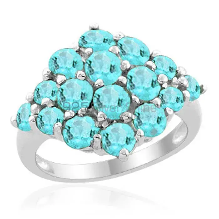 Inexpensive 925 Sterling Silver Handmade Rings Manufacturer In Blue Topaz Gemstone Jewelry 925SR1962