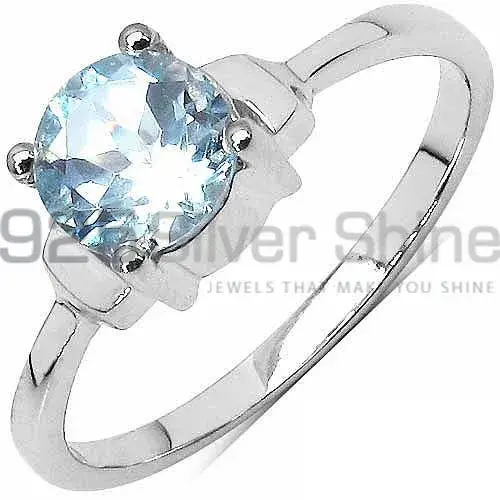 Inexpensive 925 Sterling Silver Handmade Rings Manufacturer In Blue Topaz Gemstone Jewelry 925SR3077