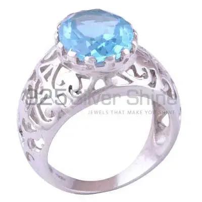 Inexpensive 925 Sterling Silver Handmade Rings Manufacturer In Blue Topaz Gemstone Jewelry 925SR3487