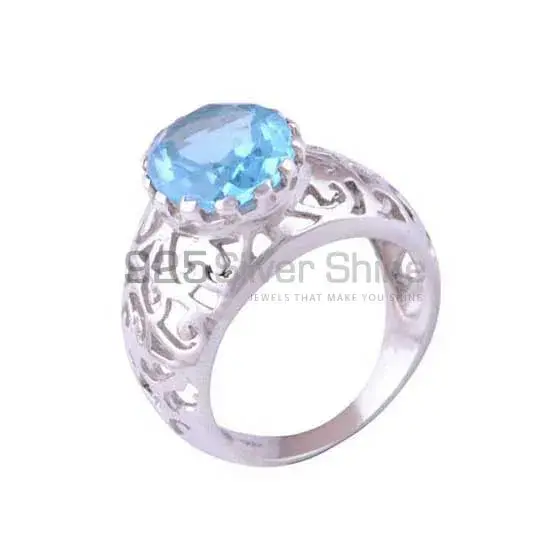 Inexpensive 925 Sterling Silver Handmade Rings Manufacturer In Blue Topaz Gemstone Jewelry 925SR3487_0