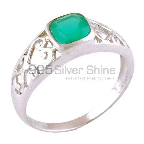 Inexpensive 925 Sterling Silver Handmade Rings Manufacturer In Green Onyx Gemstone Jewelry 925SR4075