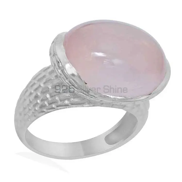 925 Sterling Silver Handmade Rings In Rose Quartz Gemstone Jewelry 925SR1883_1