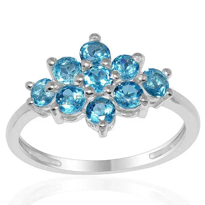 Inexpensive 925 Sterling Silver Handmade Rings Suppliers In Blue Topaz Gemstone Jewelry 925SR1668