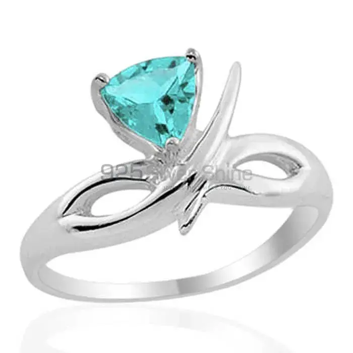 Inexpensive 925 Sterling Silver Handmade Rings Suppliers In Blue Topaz Gemstone Jewelry 925SR1972