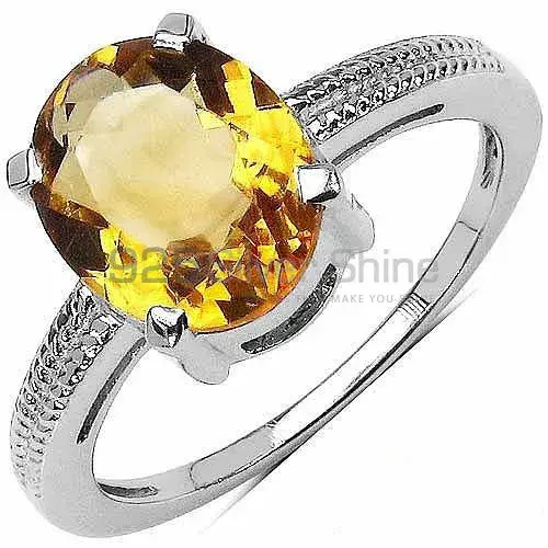 Single Citrine Gemstone Silver Women Rings 925SR3087