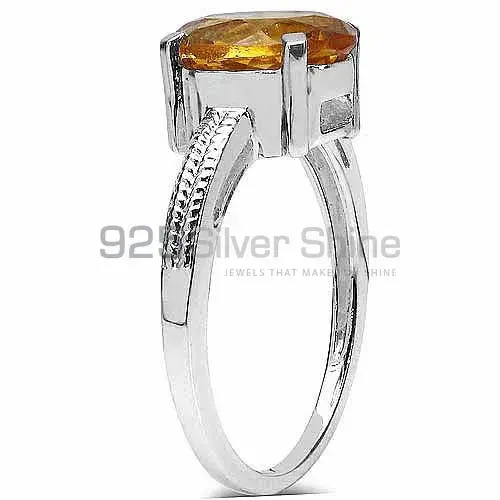 Single Citrine Gemstone Silver Women Rings 925SR3087_0