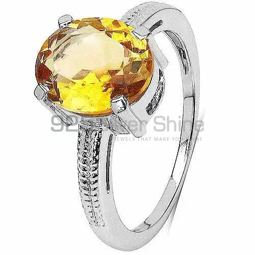 Single Citrine Gemstone Silver Women Rings 925SR3087_1