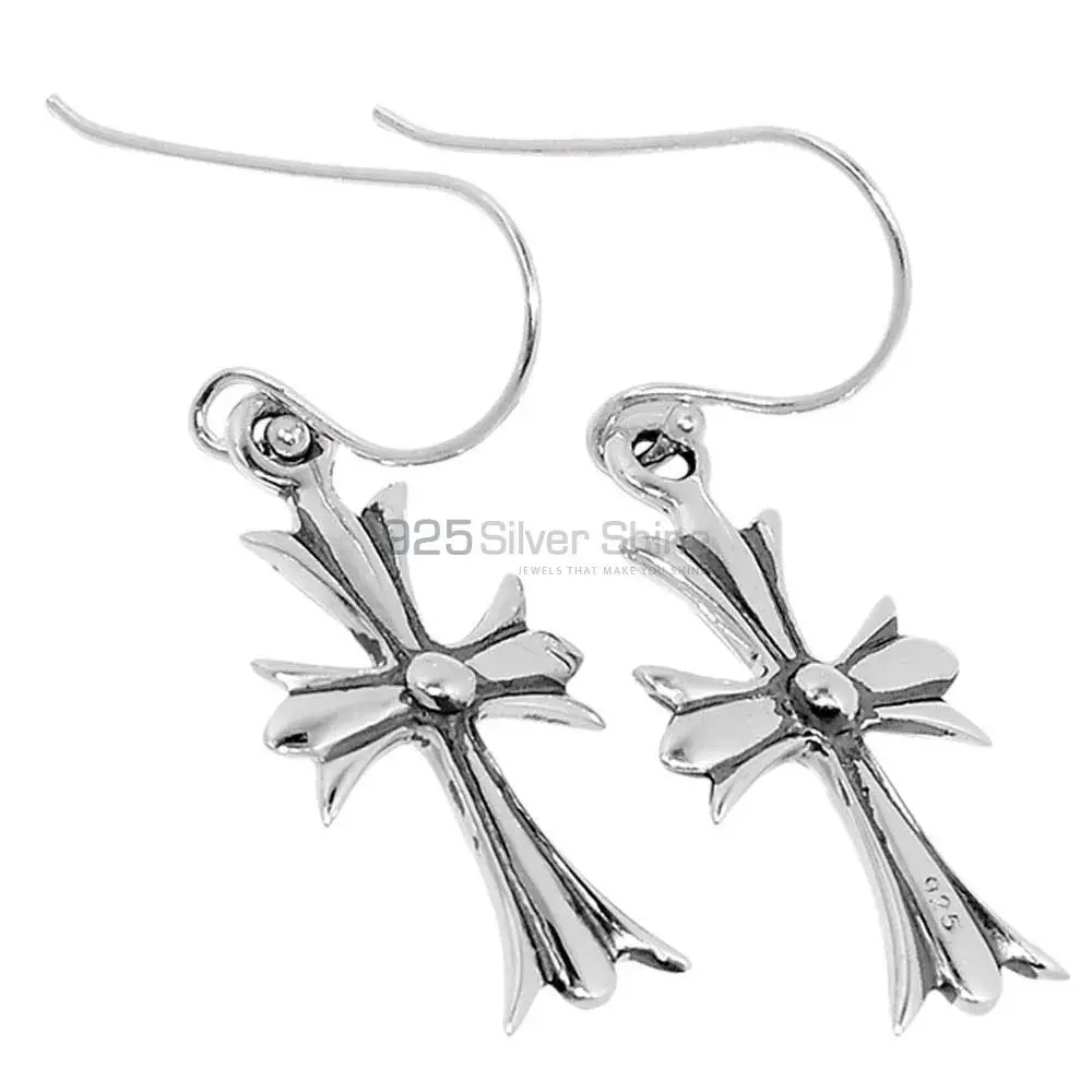 Inexpensive 925 Sterling Silver Oxidized Cross earring 925SE2862_0