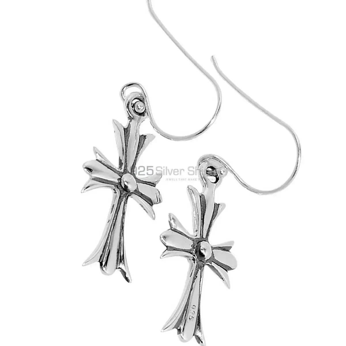 925 Sterling Silver Oxidized Cross earring 925SE2862_3